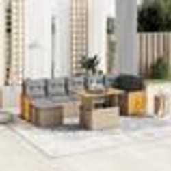 vidaXL Salon de jardin avec coussins 8 pcs beige résine tressée