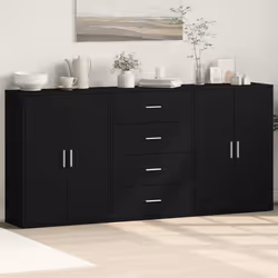 vidaXL Buffets 3 pcs noir 60x31x84 cm bois d'ingénierie