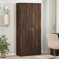 Buffet haut chêne marron 80x35x180 cm bois d ingénierie