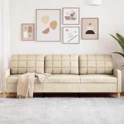 vidaXL Canapé à 3 places Crème 210 cm Tissu