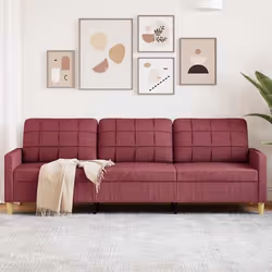 vidaXL Canapé à 3 places Rouge bordeaux 210 cm Tissu