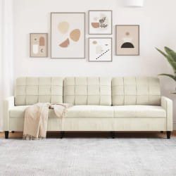 vidaXL Canapé à 3 places Crème 210 cm Velours