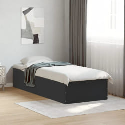 vidaXL Cadre de lit sans matelas noir 75x190 cm bois ingénierie