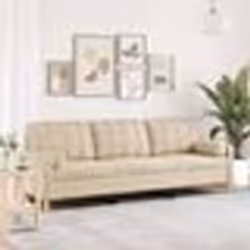 vidaXL Canapé 3 places avec oreillers décoratifs crème 210 cm tissu canapé canapé de salon canapé 3 places en tissu 3278203