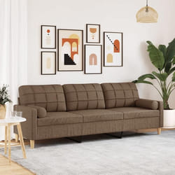 vidaXL Canapé 3 places avec oreillers décoratifs marron 210 cm tissu canapé canapé de salon canapé 3 places en tissu 3278204