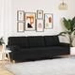 vidaXL Canapé 3 places avec oreillers décoratifs noir 210 cm tissu canapé canapé de salon canapé 3 places en tissu 3278205