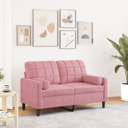 Canapé 2 places avec oreillers décoratifs rose 120 cm velours - Vidaxl