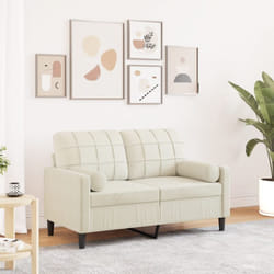 Canapé 2 places avec oreillers décoratifs crème 120 cm velours - Vidaxl