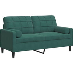 Vidaxl - Canapé 2 places avec oreillers vert foncé 140 cm velours