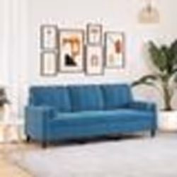 vidaXL Canapé 3 places avec oreillers décoratifs bleu 180 cm velours canapé canapé de salon canapé 3 places en velours 327823 ...