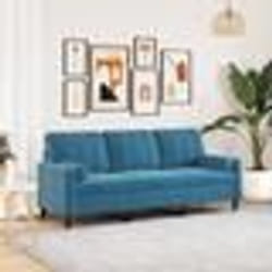 vidaXL Canapé 3 places avec oreillers décoratifs bleu 180 cm velours canapé canapé de salon canapé 3 places en velours 3278238