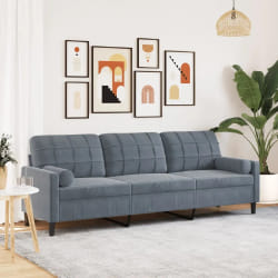 vidaXL Canapé 3 Places - Gris Foncé Velours