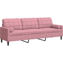 Canapé 3 places avec oreillers décoratifs rose 210 cm velours - Vidaxl