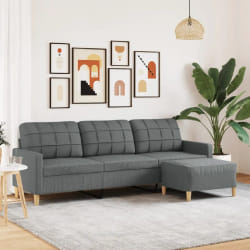 vidaXL Canapé 3 places - Gris foncé