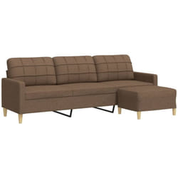 Canapé à 3 places avec repose-pieds Marron 210 cm Tissu Vidaxl
