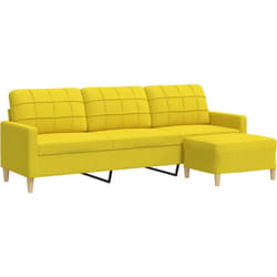 Vidaxl - Canapé à 3 places avec repose-pieds Jaune clair 210 cm Tissu