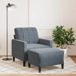 VidaXL Fauteuil avec Repose-pied Gris Foncé Velours