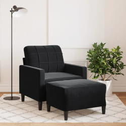 vidaXL Fauteuil avec repose-pied Noir