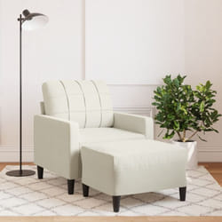 Vidaxl - Fauteuil avec repose pied Crème 60 cm Velours