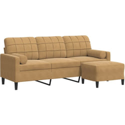 Vidaxl - Canapé à 3 places avec repose-pieds Marron 180 cm Velours