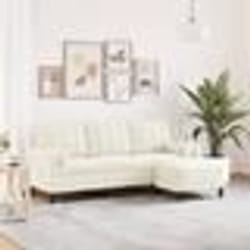 vidaXL Canapé à 3 places avec repose-pieds Crème 180 cm Velours canapé canapé de salon canapé 3 places en velours canapé