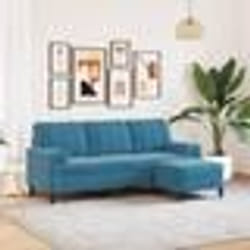 vidaXL Canapé à 3 places avec repose-pieds Bleu 180 cm Velours canapé canapé de salon canapé 3 places en velours canapé 3278276