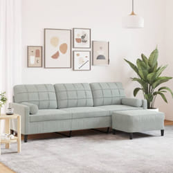 Vidaxl - Canapé à 3 places avec repose-pieds Gris clair 210 cm Velours