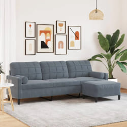 VidaXL Canapé 3 places gris foncé