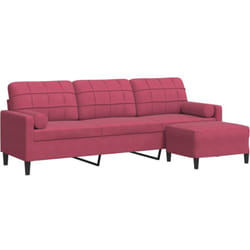Vidaxl - Canapé à 3 places et repose-pieds Rouge bordeaux 210 cm Velours