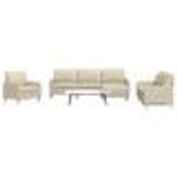 vidaXL Ensemble de canapés 4 pcs avec repose-pied crème tissu
