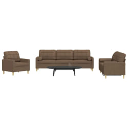 vidaXL Ensemble de canapés 3 pcs avec coussins - Marron