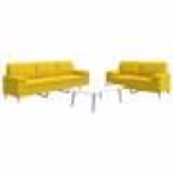 vidaXL Ensemble de canapés 2 pcs coussins décoratifs jaune clair tissu