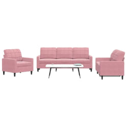 vidaXL Ensemble de canapés 3 pcs avec coussins Rose Velours