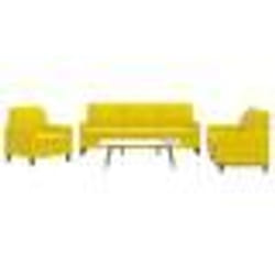 vidaXL Ensemble de canapés 3 pcs avec coussins Jaune Velours