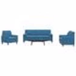vidaXL Ensemble de canapés 3pcs et coussins et traversins bleu velours