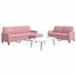 vidaXL Ensemble de canapés 3 pcs avec coussins Rose Velours