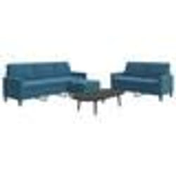 vidaXL Ensemble de canapés 3 pcs avec coussins Bleu Velours