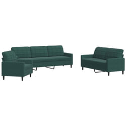 Vidaxl - Ensemble de canapés 3 pcs avec coussins Vert foncé Velours