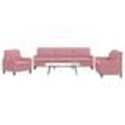 vidaXL Ensemble de canapés 3 pcs avec coussins Rose Velours