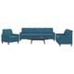 vidaXL Ensemble de canapés 3 pcs avec coussins Bleu Velours