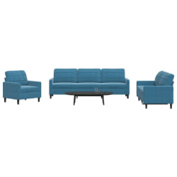 vidaXL Ensemble de canapés 4 pcs avec coussins Bleu Velours