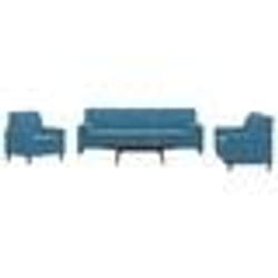 vidaXL Ensemble de canapés 3pcs et coussins et traversins bleu velours