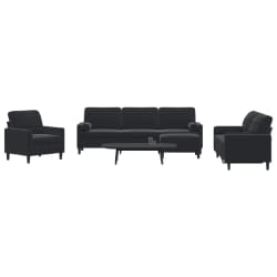 vidaXL Ensemble de canapés 4pcs et coussins et traversins noir velours