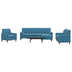 vidaXL Ensemble de canapés 4pcs et coussins et traversins bleu velours