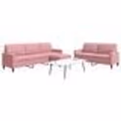 vidaXL Ensemble de canapés 3 pcs avec coussins Rose Velours