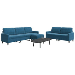 vidaXL Ensemble de canapés 3 pcs avec coussins Bleu Velours