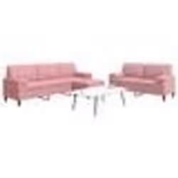 vidaXL Ensemble de canapés 3pcs et coussins et traversins rose velours