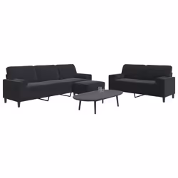 vidaXL Ensemble de canapés 3pcs et coussins et traversins noir velours