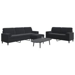 vidaXL Ensemble de canapés 3pcs et coussins et traversins noir velours