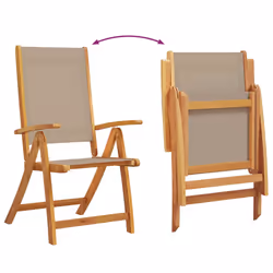 VidaXL 3279244 chaise d'extérieur Terrace Siège rembourré Bois d'acacia, Tissu Taupe - Vue supplémentaire 4